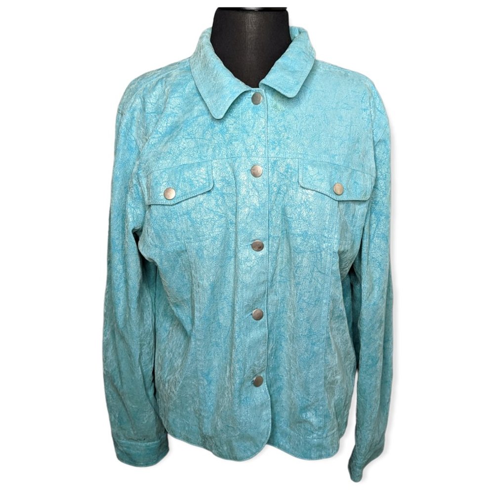 Bamboo Traders Light Teal Button Down Jacket Size XL